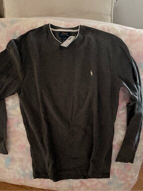 Ralph Lauren Charcoal Crewneck Sweater with White Logo